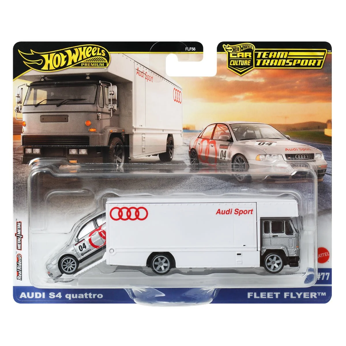 HWFLF56-957F HW 1:64 Premium Team Transport 2025 F Case Audi S4 Quattro Fleet Flyer #77