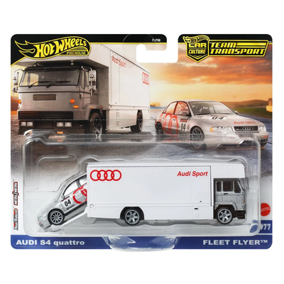 HWFLF56-957F HW 1:64 Premium Team Transport 2025 F Case Audi S4 Quattro Fleet Flyer #77