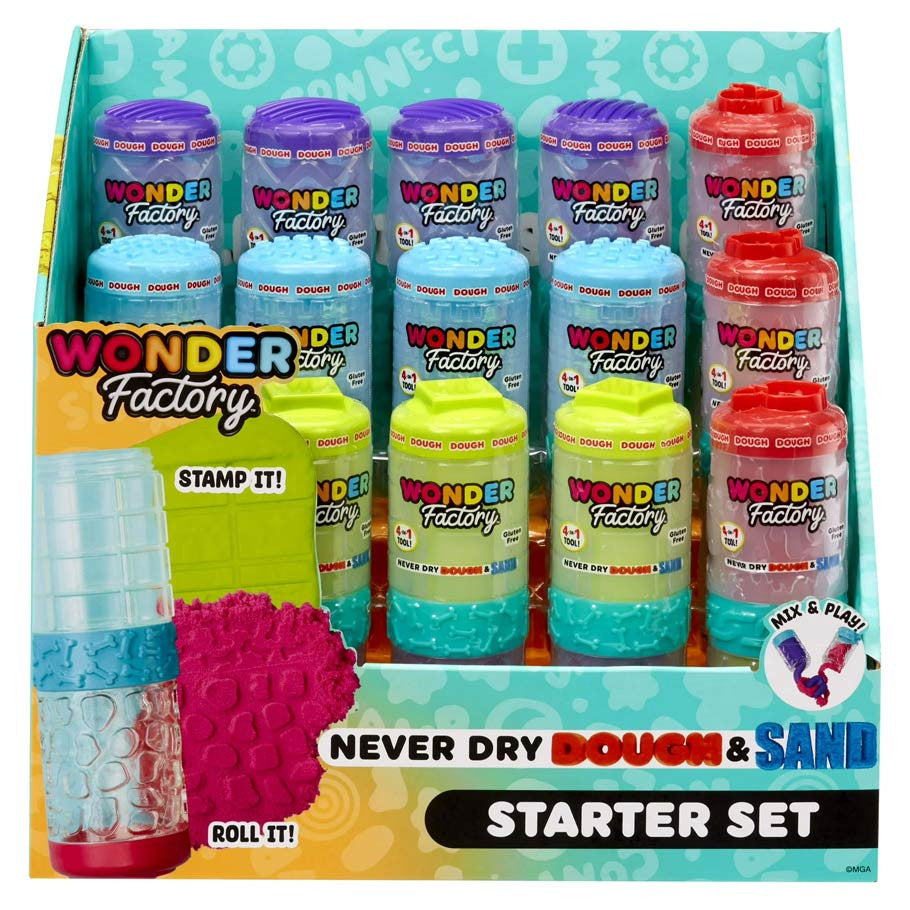 MGA595304 Wonder Factory: Never Dry Dough & Sand Starter Assortment PDQ