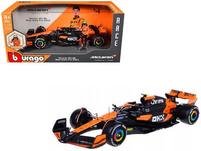 Burago 18-28040LN BUR 1:24 Race F1 Lc Laren MCL38 #4 W/ Figure L Norris