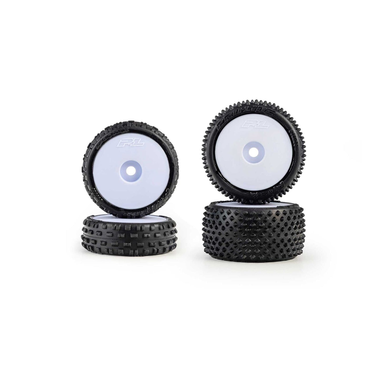 PRO1035513 Pro-Line Racing 1/24 Wedge Front and Prism Rear Carpet Tires Mounted 7mm, White (4): Losi Micro-B