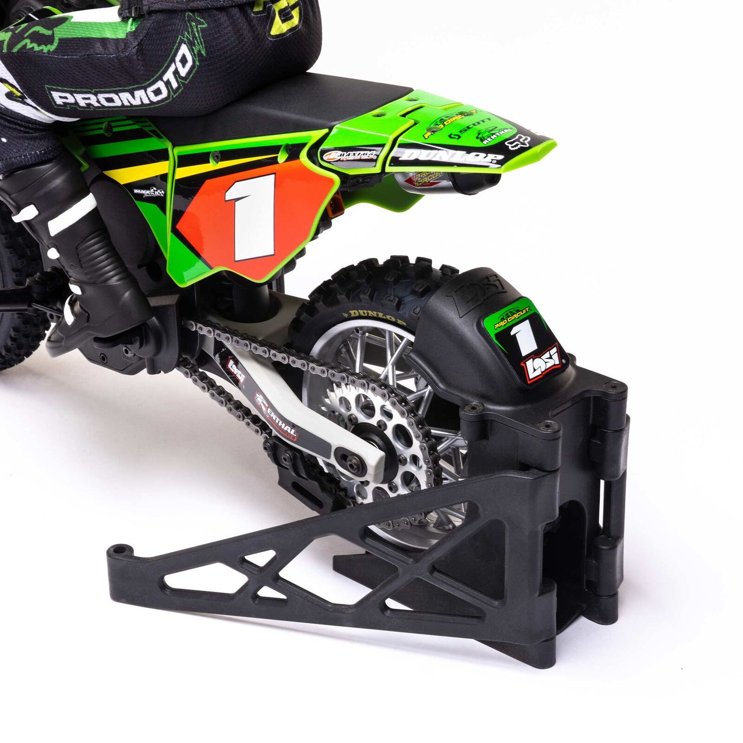LOS06002 1/4 Promoto-MX Motorcycle RTR with Battery and Charger, Pro Circuit-GREEN