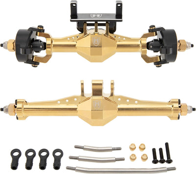 MEUS Racing Isokinetic 3-Section CVD Front and Rear Axles Maximum Steering Angle 52° Wider +5MM for TRX4M Upgrade 1/18 RC Crawler Car (Electroplated Gold)
