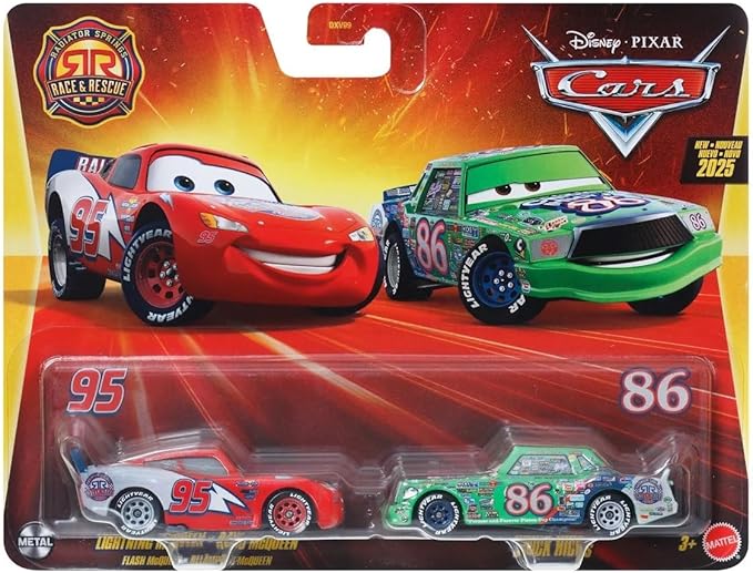 HWDXV99 JDH47 Cars 2-Pack Lightning McQueen Chick Hicks