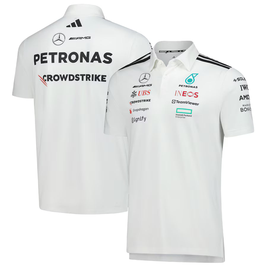 JW0586 Mercedes AMG Petronas Formula 1 2025 Men's Team Polo Shirt - White -