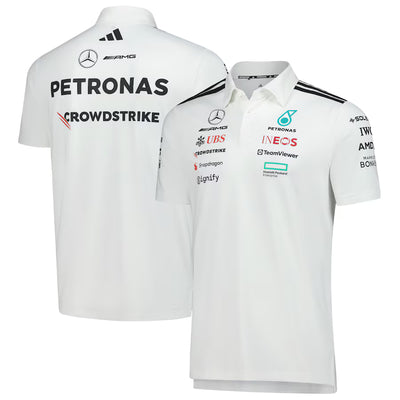 JW0586 Mercedes AMG Petronas Formula 1 2025 Men's Team Polo Shirt - White -