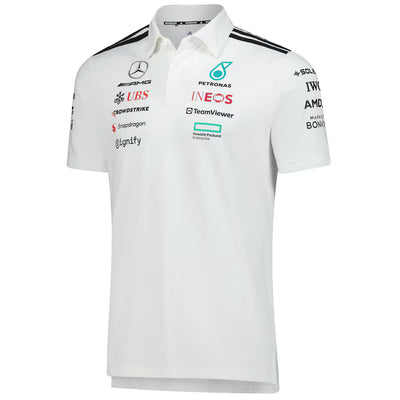 JW0586 Mercedes AMG Petronas Formula 1 2025 Men's Team Polo Shirt - White -