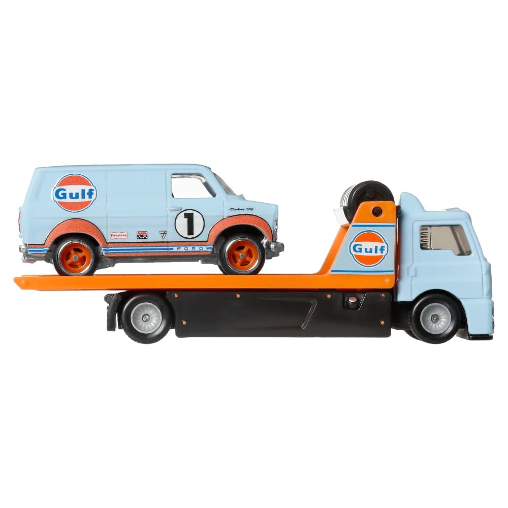 JHW43 HotWheels Premium Collector Display Set 1997 McLaren F1 GTR, Ford Transit SuperVan Ford GT-40, Fleet Street