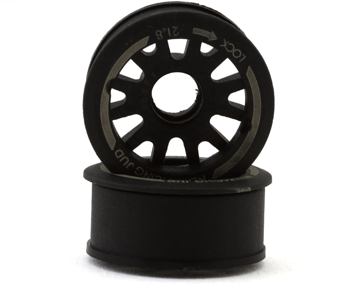 NX-USA-EVO-F+1 NEXX Racing Mini-Z RWD "JUD" EVO Front Threaded Side-Wall Carbon Fiber Rims (1mm Offset) (Black) (2)