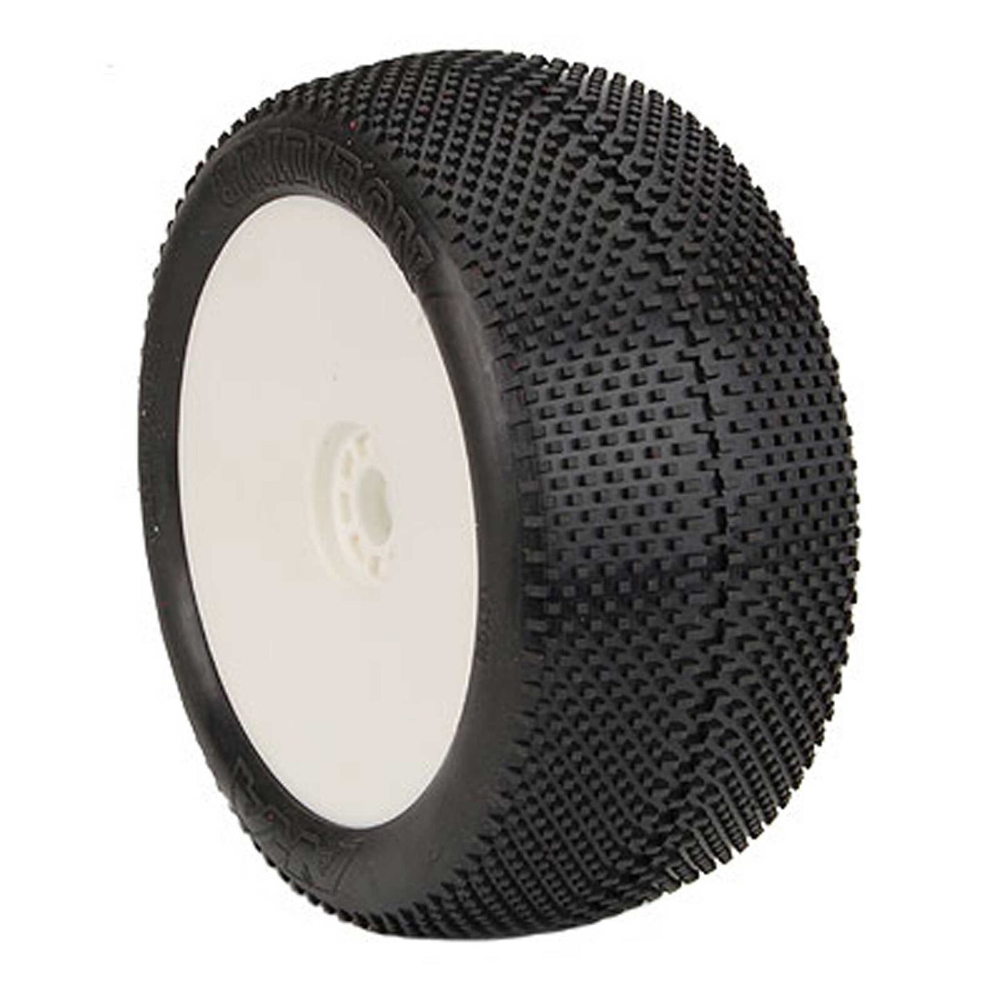 AKA14113XRW 1/8 EVO Gridiron Soft Long Wear Pre-Mounted Tires, White Wheels (2): Truggy