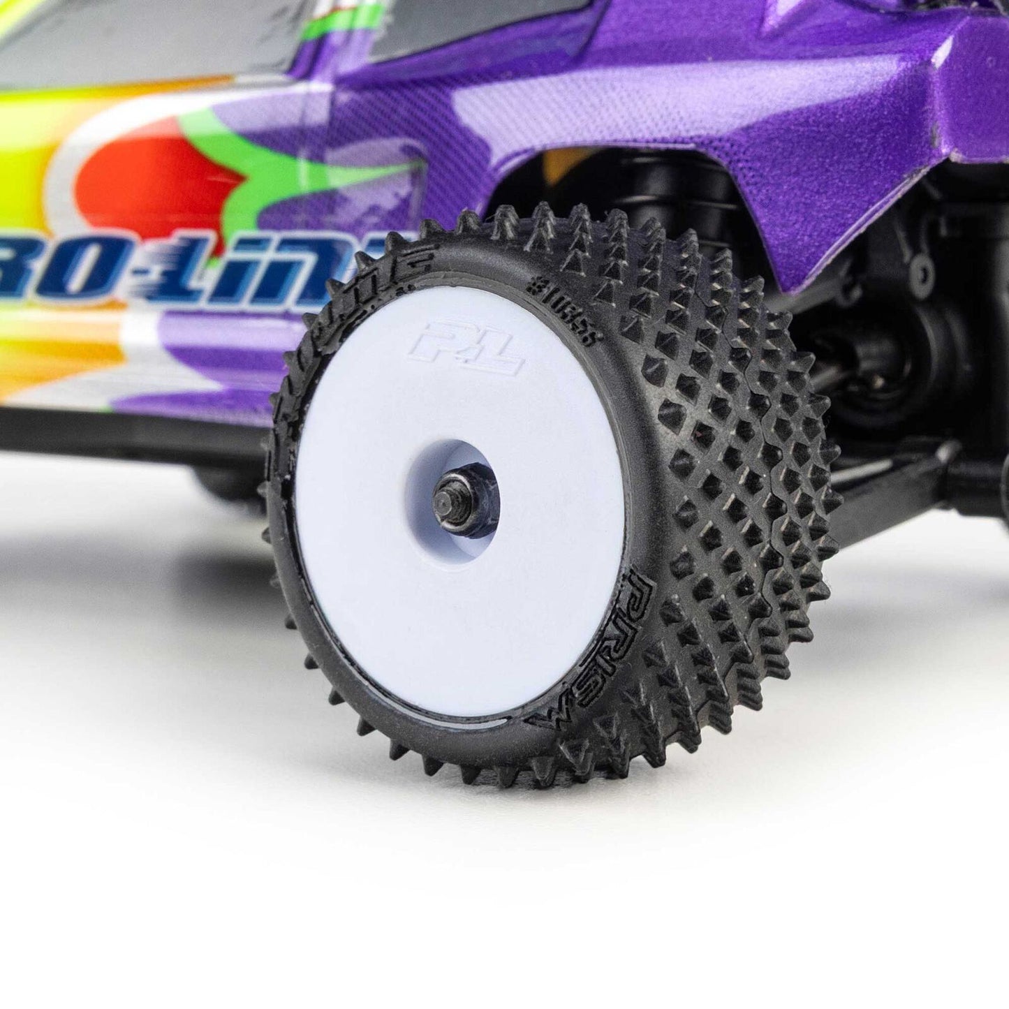 PRO1035613 Pro-Line Racing 1/28 Prism Front/Rear Carpet Tires Mounted 7mm, White (4): Losi Micro-T