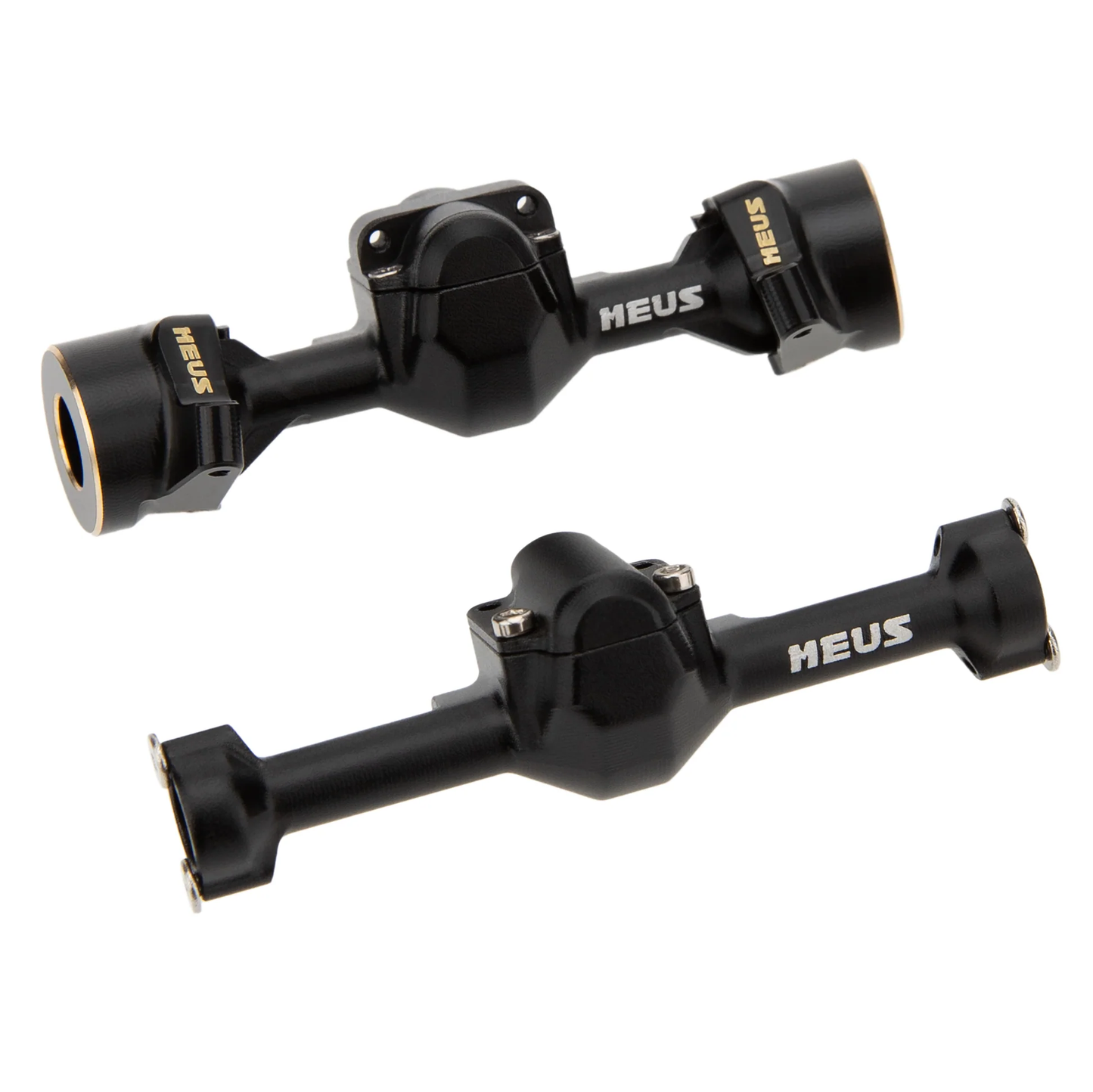 MEUS Racing SCX30 Axle Housing with Diff Covers and Steering Knuckles (Black)