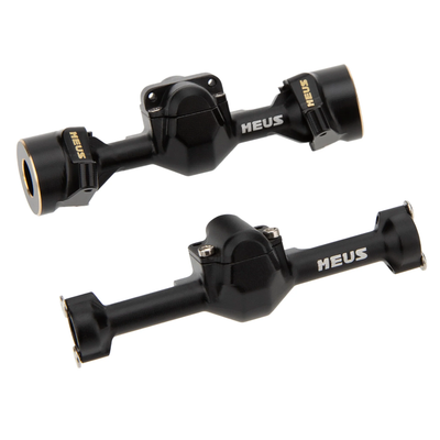 MEUS Racing SCX30 Axle Housing with Diff Covers and Steering Knuckles (Black)