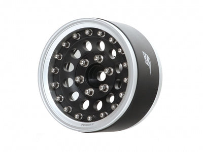 BRPB045FSMBK ProBuild™ 1.9" R12 Adjustable Offset Aluminum Beadlock Wheels (2) Flat Silver/Matte Black