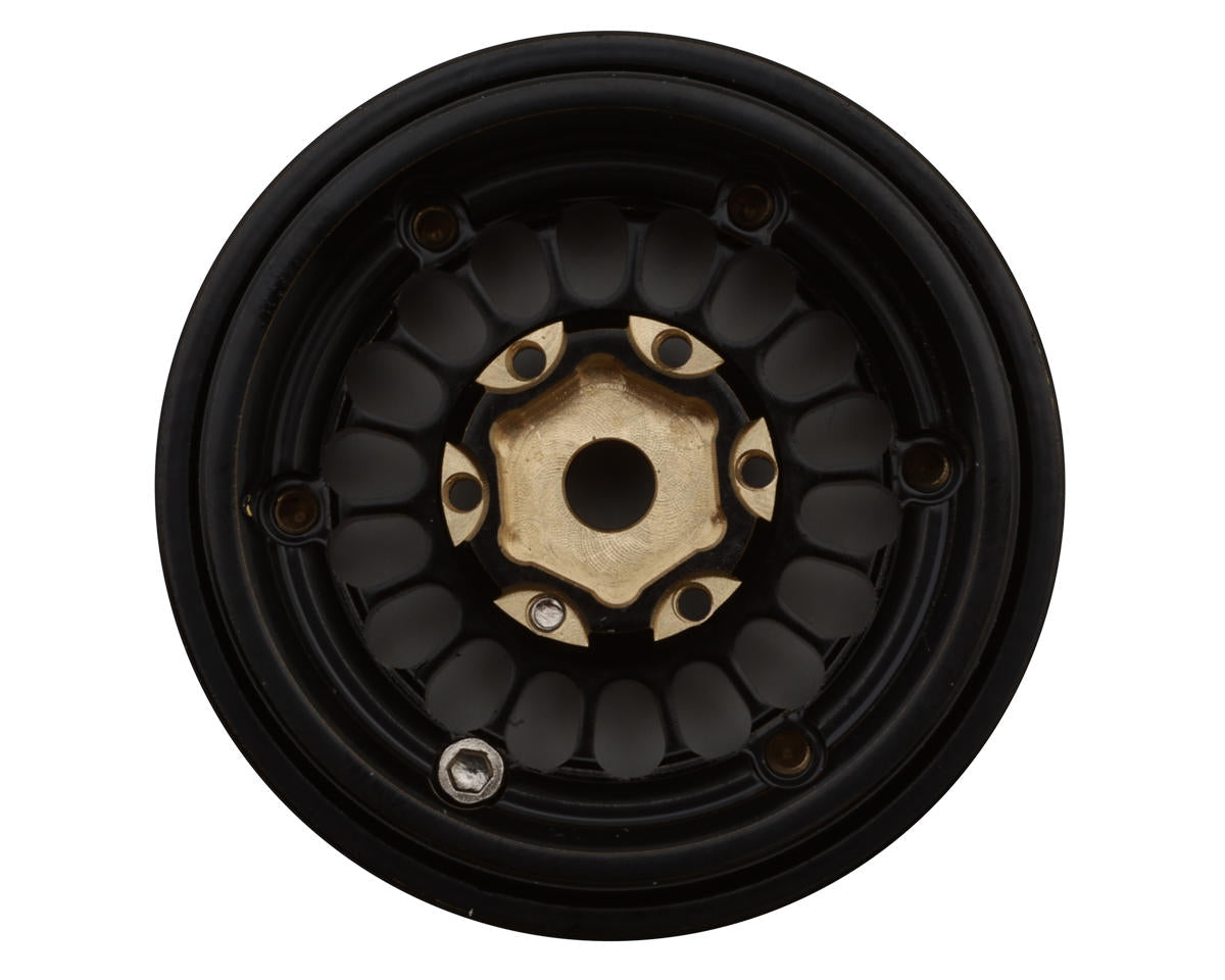 X004IO8O85 Treal Hobby Type D 1.0" Brass Beadlock Crawler Wheels (Black/Gold) (40g ea) (4)