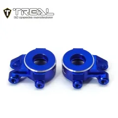 X003KIKGQ3 TREAL Aluminum 7075 Front Steering Knuckles Set (2P) L&R CNC Machined Upgrades for 1/18 TRX4M Defender Bronco-Blue