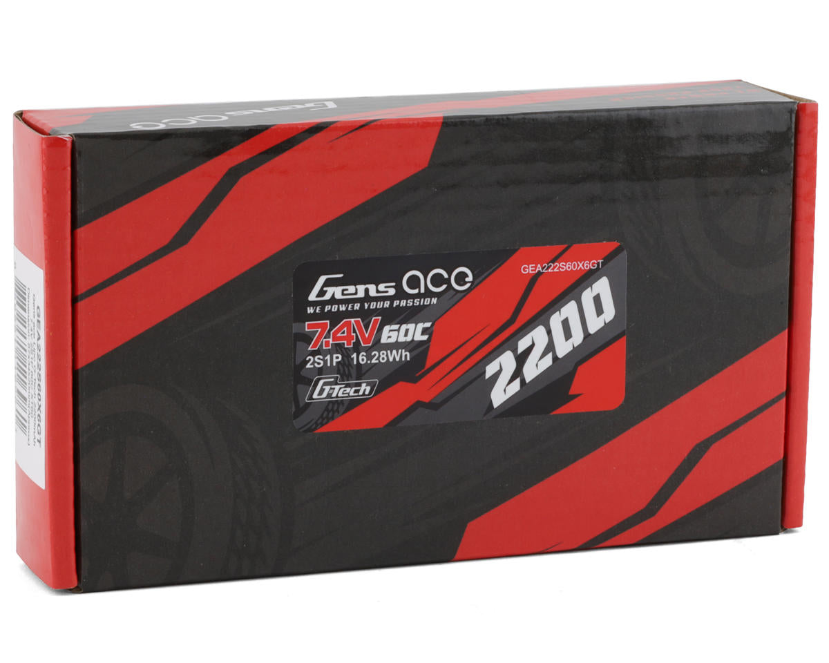 GEA222S60X6GT Gens Ace 2S G-Tech Smart LiPo Battery 60C (7.4V/2200mAh) w/XT-60 Connector