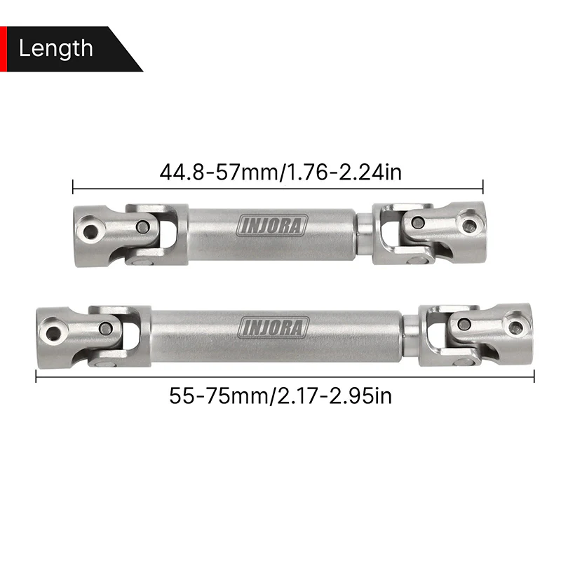 SCX24-151SR INJORA Stainless Steel Drive Shafts with D Shaped Hole for SCX24 C10 JLU Bronco Base Camp 4Runner