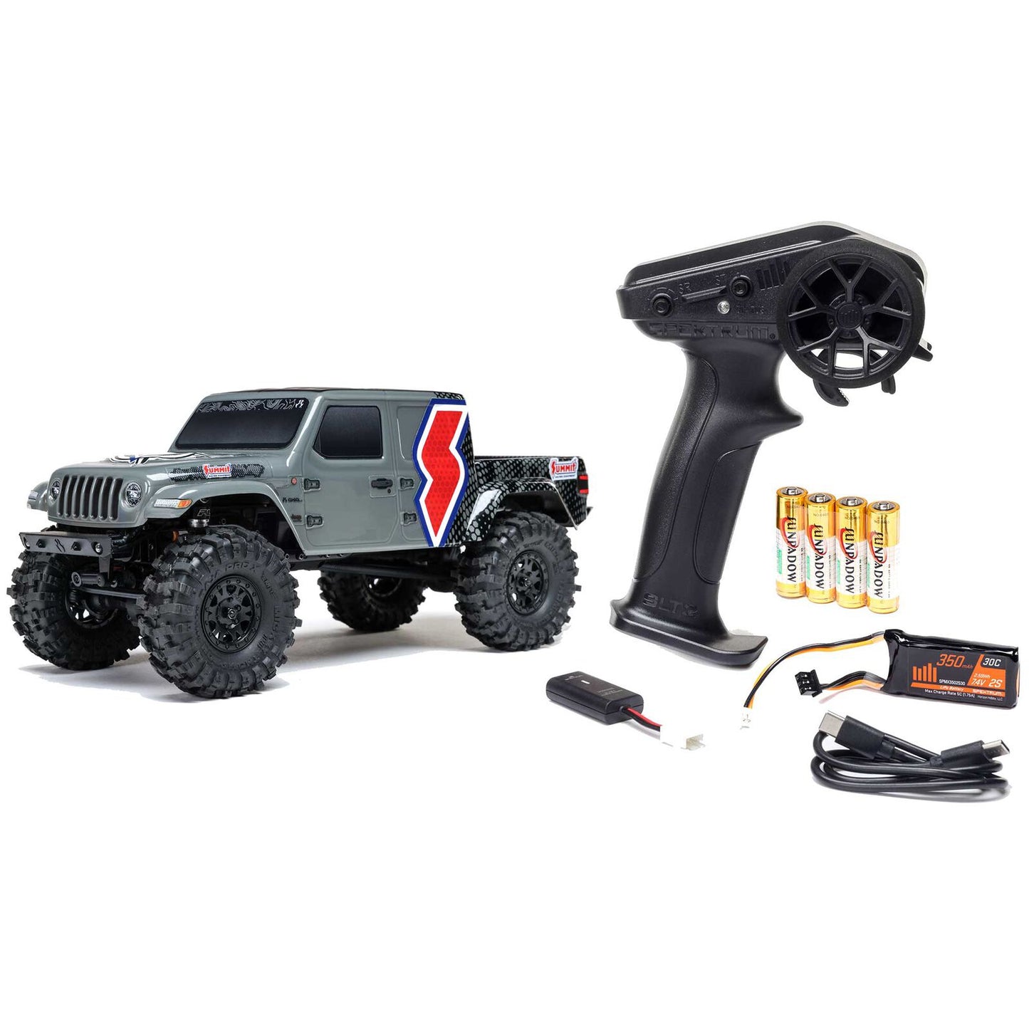 AXI-2324 1/24 SCX24 Summit Racing Jeep Gladiator 4X4 Rock Crawler RTR (Battery & Charger Included), Gray