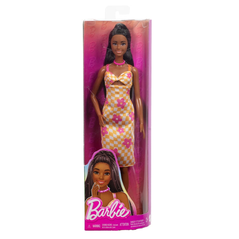 FBR37 Barbie Doll Assortment Orange Checker Dress