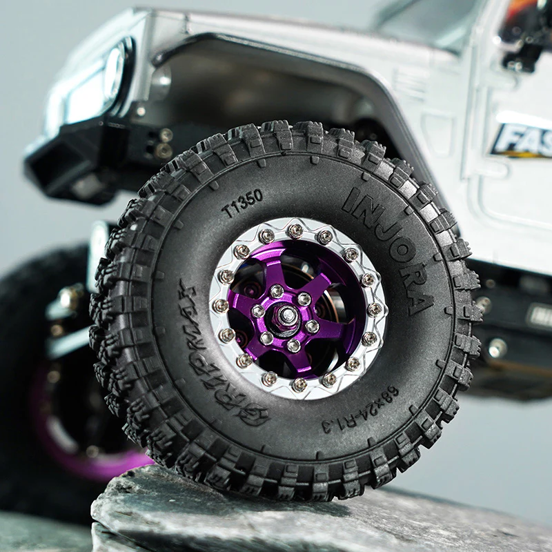 YQW-1313SP INJORA 1.3" Aluminium -5.25mm Offset Wheels for Micro Crawlers (W1313) - PURPLE