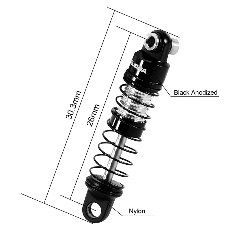 SCX30-08BS INJORA 26mm Aluminum Oil Shocks for 1/30 Axial SCX30