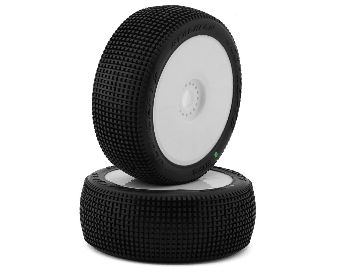 JCO3175-12 Stalkers 1/8 Pre-Mounted Buggy Tire (White) (Green)