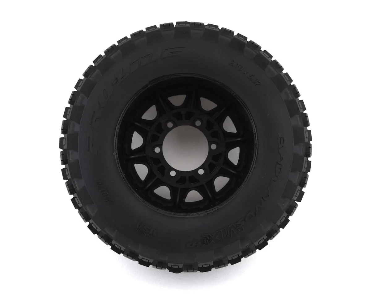 PRO1017410 Badlands MX28 Belted 2.8" Pre-Mounted Truck Tires (2) (Black) (M2) w/Raid 6x30 Removable Hex Wheels