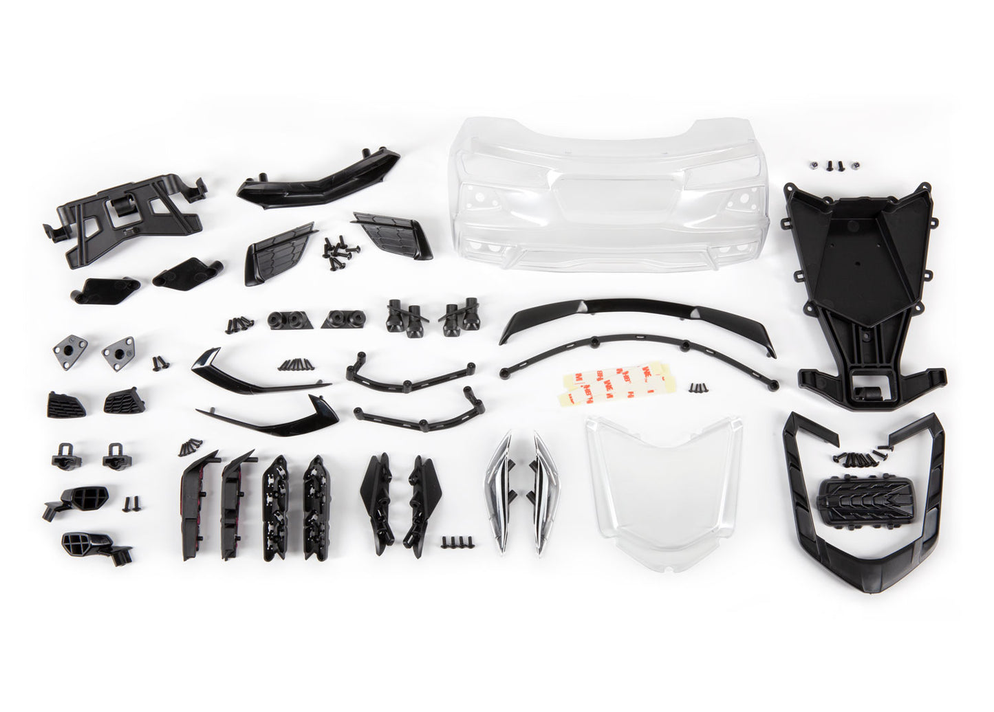 9311  Body, Chevrolet Corvette Stingray (clear, trimmed, requires painting)/ decal sheet (includes side mirrors, spoiler, grilles, vents, hardware, & clipless mounting)
