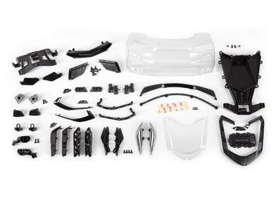 9311  Body, Chevrolet Corvette Stingray (clear, trimmed, requires painting)/ decal sheet (includes side mirrors, spoiler, grilles, vents, hardware, & clipless mounting)