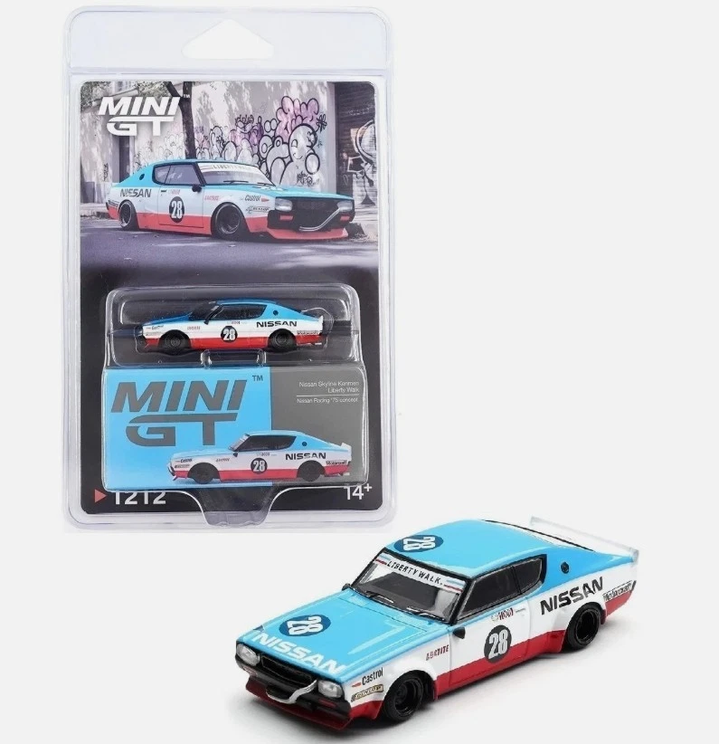 Mini GT MGT01212-BL 1:64 Nissan Skyline Kenmeri Liberty Walk Nissan Racing ’75 concept