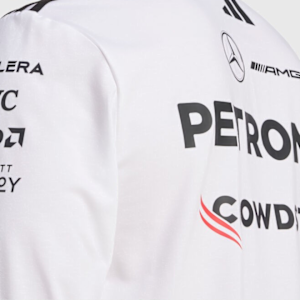 JX0757 Mercedes AMG Petronas Formula 1 2025 Men's Team Long Sleeve Polo Shirt - White -