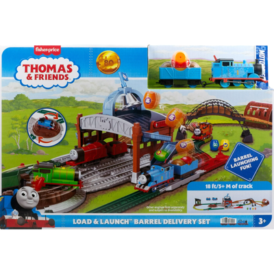 JDF26 Thomas & Friends Load & Launch Barrel Delivery Set By Fisher-Price & Classic Motorized Toy Train
