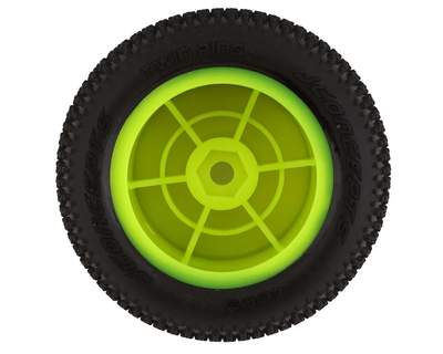 JCO4005-201021 Mini-B/Mini-T 2.0 Twin Pin Pre-Mounted Rear Tires (Yellow) (2) (Pink)