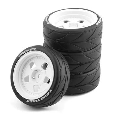 INTC32253 5 5 Spoke Complete Wheel & Tire Set (4) 1/10 Touring Car