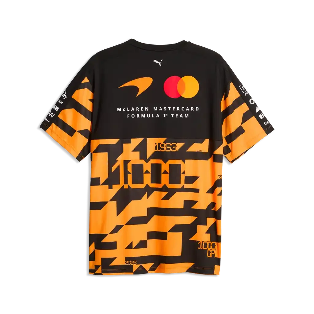 701242720 McLaren Racing F1 Special Edition 1,000th Race Team T-Shirt - Papaya