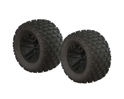 AR550044 dBoots "Fortress MT" Monster Truck Pre-Mounted Tire Set (Black) (2) w/14mm Hex