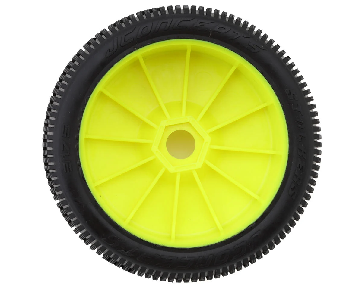 JCO3175-22 JConcepts Stalkers 1/8 Pre-Mounted Buggy Tire (2) (Yellow) (Green)