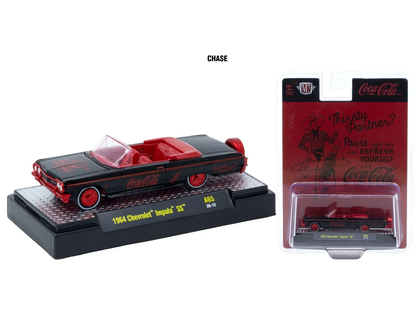 M2Machines 52500-A65 1:64th Scale Coca-Cola 1964 Chevrolet Impala SS Convertible