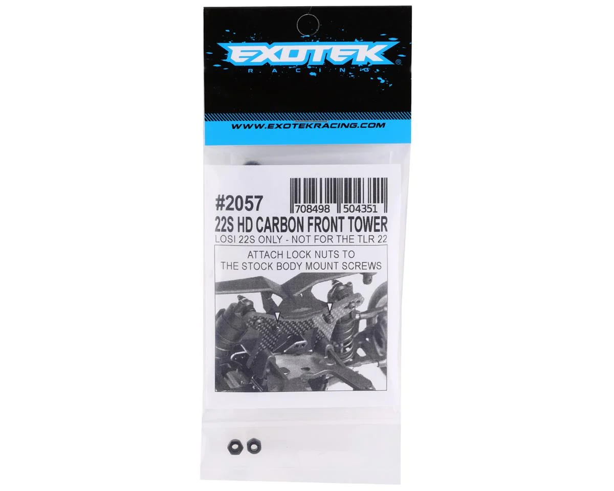 EXO2057 Exotek Losi 22S Drag 4mm Carbon Front Tower