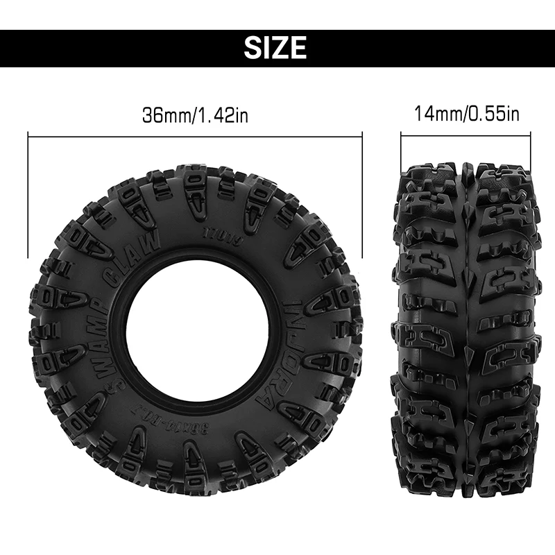 T7019 INJORA 0.7" 36*14mm Swamp Claw Tires for 1/30 SCX30 (T7019) (4)