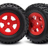7674R Tires And Wheels, Assembled Glued, For SCT La Trax Prerunner - Red