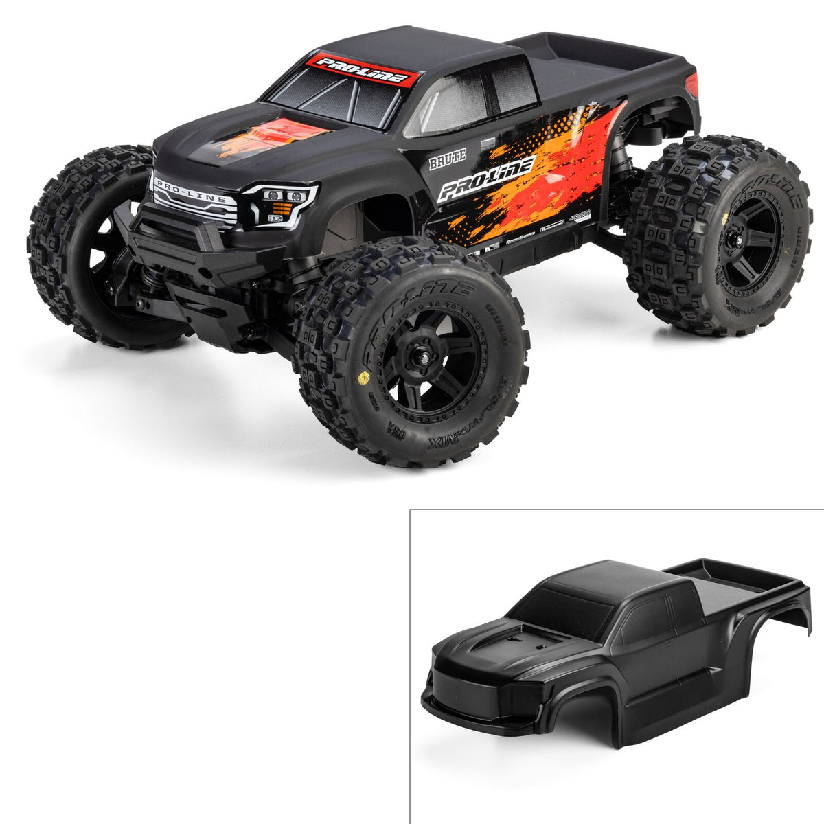 PRO368120 Pro-Line Racing 1/16 Limited Edition Pre-Cut/Pre-Painted Brute Truck Body, Matte Black: Traxxas Mini Maxx