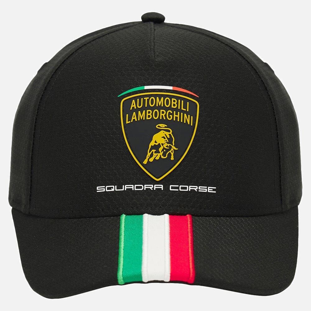 400023320001 Automobili Lamborghini Squadra Corse Tri-Color Italian Flag Hat - Black