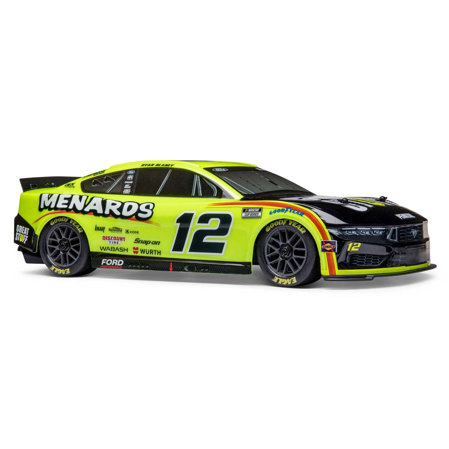 LOS1122412 1/12 AWD NASCAR RC Race Car RTR, Ryan Blaney #12 Menards 2024 Ford Mustang