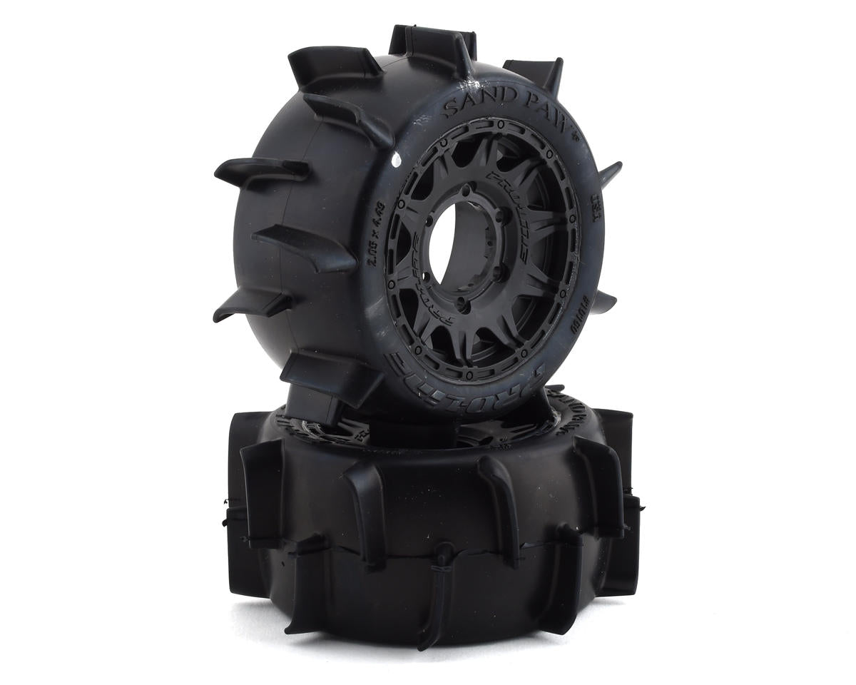 PRO1016010 1/10 Sand Paw LP F/R 2.8" MT Tires Mounted 12mm/14mm Black Raid (2)