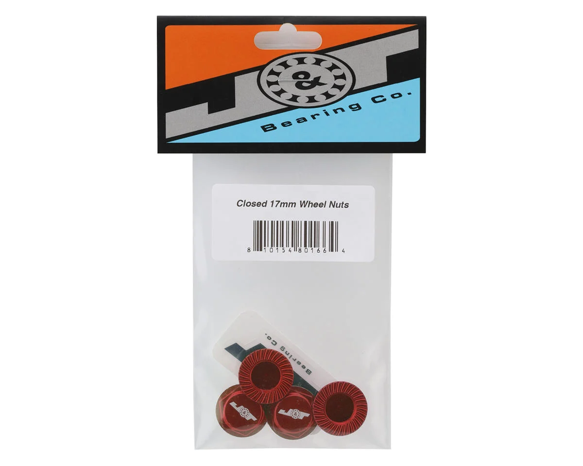 JTB-JT11160-R J&T Bearing Co. Aluminum 17mm Serrated Wheel Nuts (Red) (4)