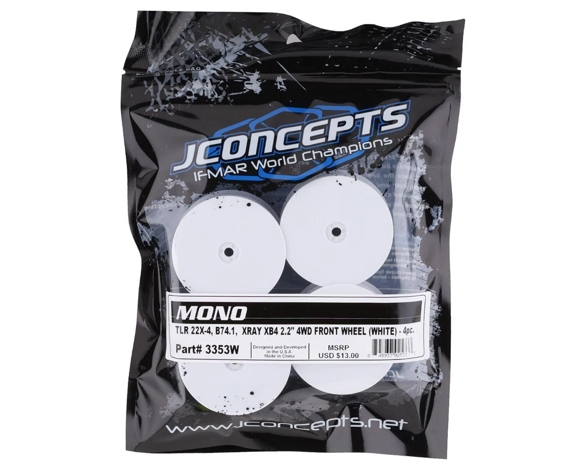 JCO3353W JConcepts Mono 2.2 4WD Front Buggy Wheels (White) (4) (22X-4, XB4, B74.1) w/12mm Hex