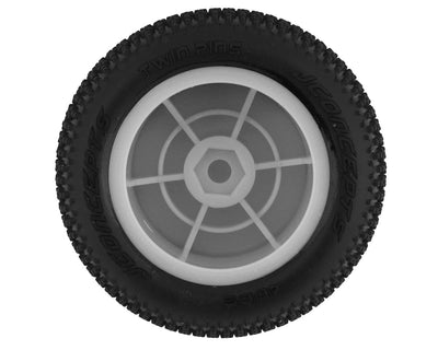 JCO4005-101021 Mini-B/Mini-T 2.0 Twin Pin Pre-Mounted Rear Tires (White) (2) (Pink)