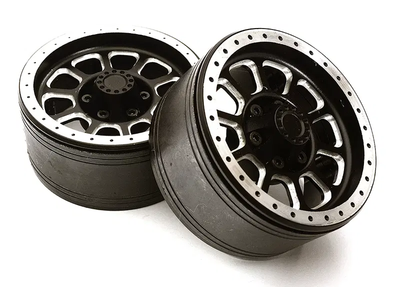 INTC28954BLACK 1.9 Size Billet Machined Alloy 10 Spoke Wheel(2)High Mass Type Scale Crawler